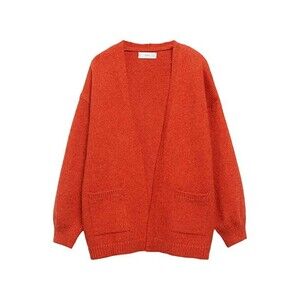 Mango Cardigan Sweater Little Kids 9-10 Rust Red Knit Long Sleeve Pullover RED04